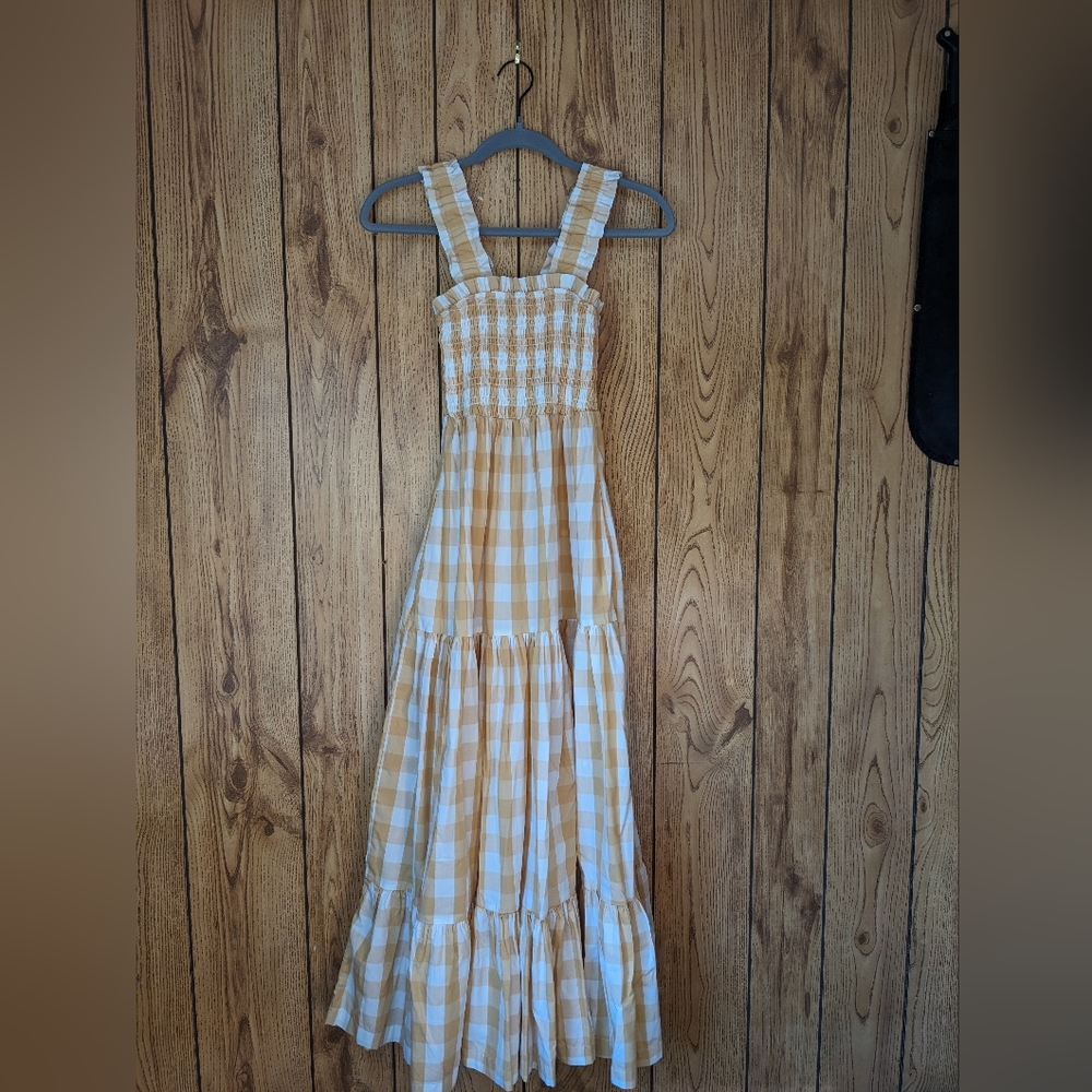 NWT Abercrombie and Fitch gold and yellow gingham maxi dress